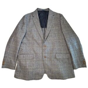 Biltmore Men's Plaid Sport Coat Blazer 48L Wool Blend Gray Blue Check